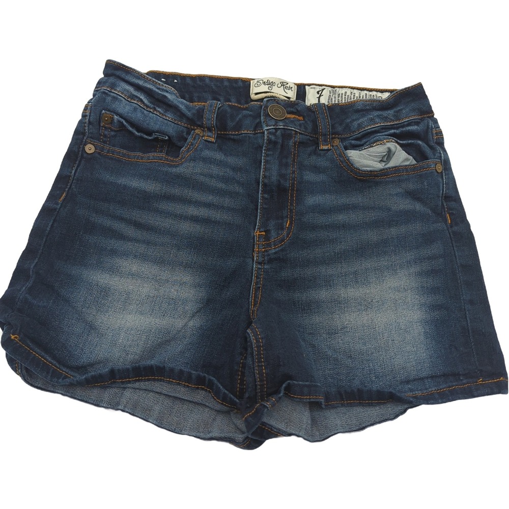 Indigo Rein Womens Dark Wash High Waisted Denim Shorts Size 7 RN128963